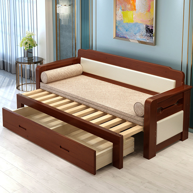 81" Scandinavian Sleeper Sofa with Mattress Solid Wood Futon and Mattress