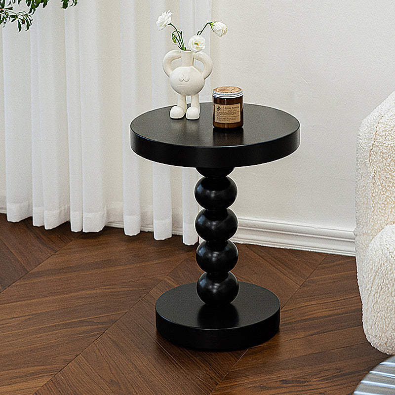 Contemporary Side End Table Round Pedestal Living Room Solid Wood Corner Table