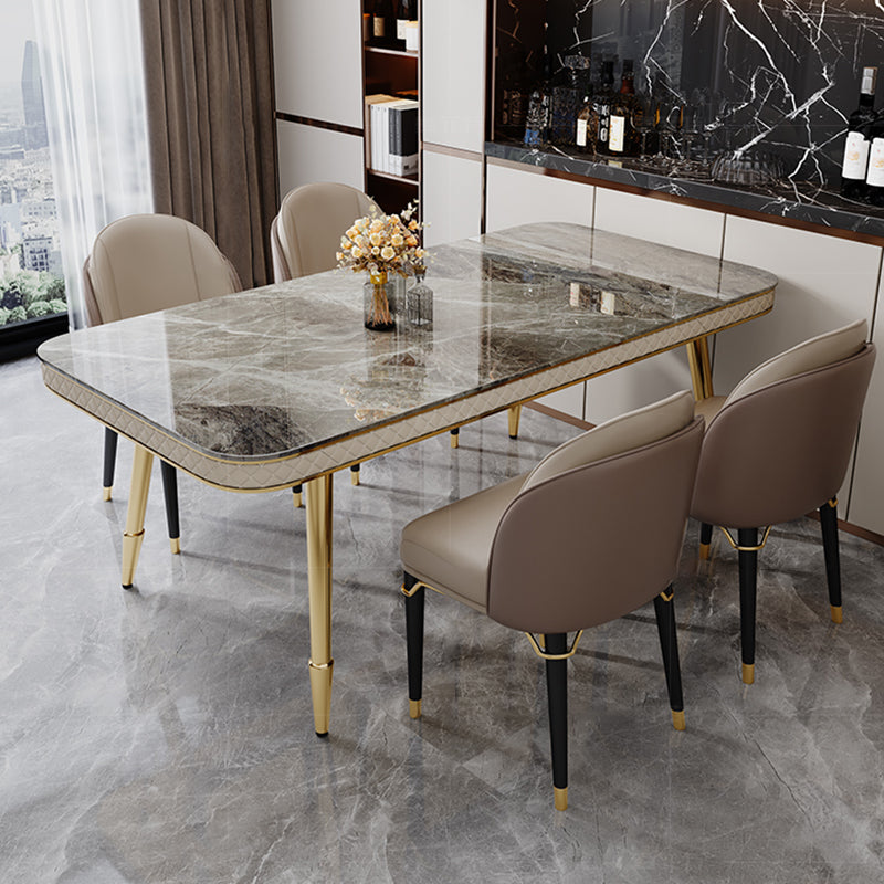 Luxury Kitchen Dinner Table Stone Rectangle 4 Legs Dining Table