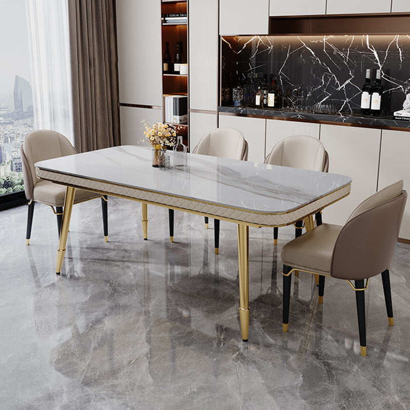 Luxury Kitchen Dinner Table Stone Rectangle 4 Legs Dining Table