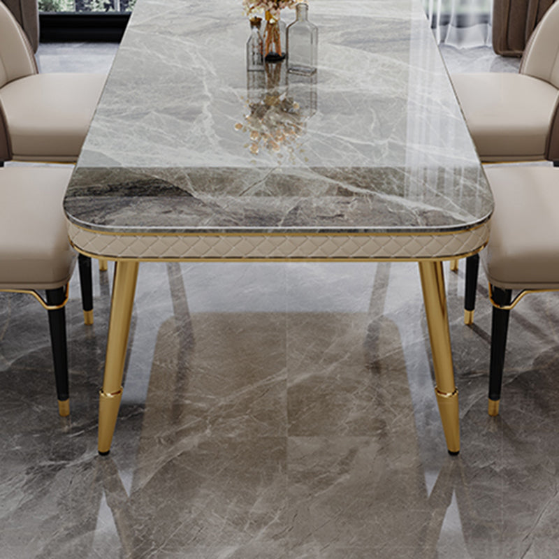 Luxury Kitchen Dinner Table Stone Rectangle 4 Legs Dining Table