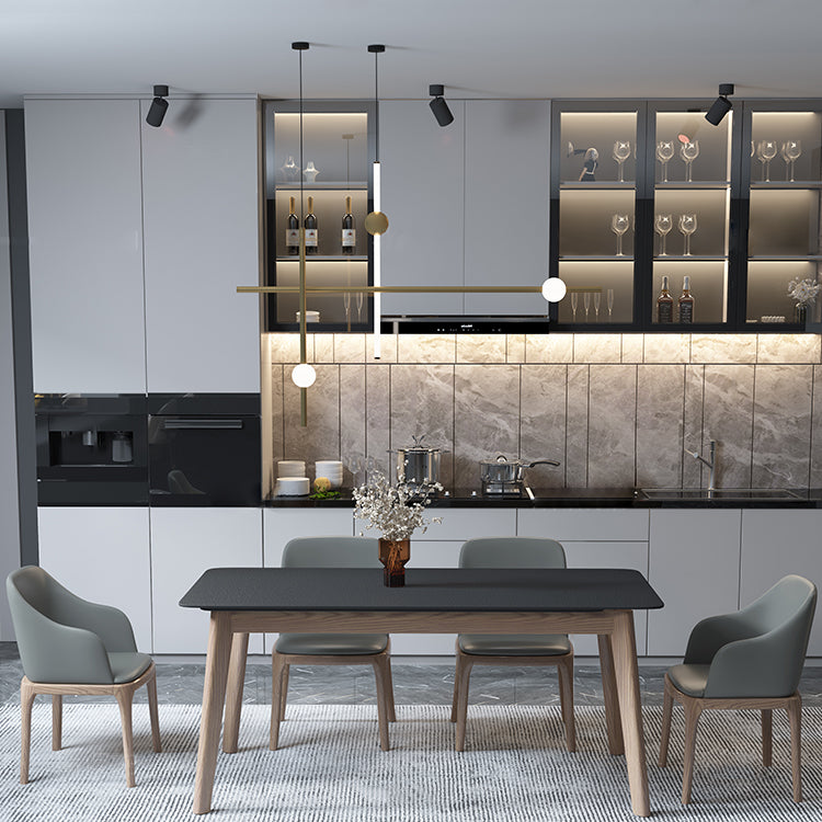 Modern Dining Table with Ash Wood Legs Rectangle Dinette Table