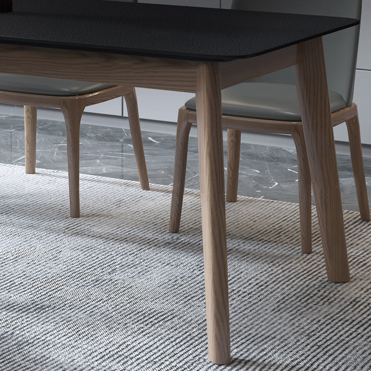 Modern Dining Table with Ash Wood Legs Rectangle Dinette Table