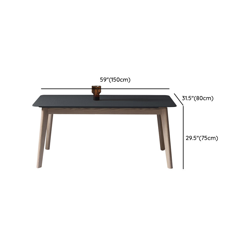 Modern Dining Table with Ash Wood Legs Rectangle Dinette Table