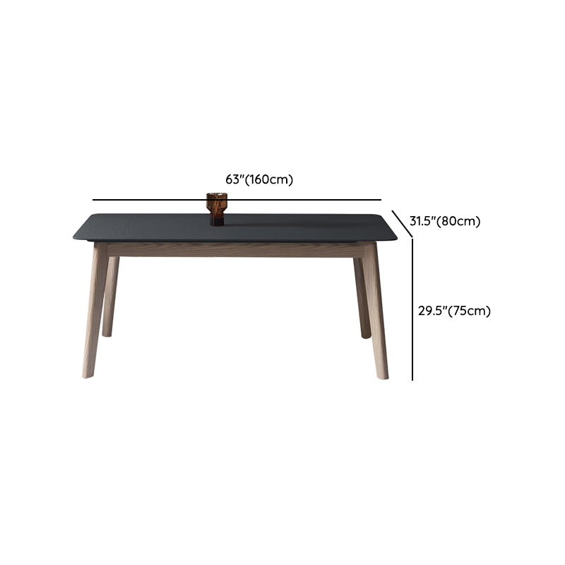 Modern Dining Table with Ash Wood Legs Rectangle Dinette Table