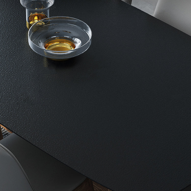 Modern Stone Rectangle Dining Table Wood Base for Dining Room