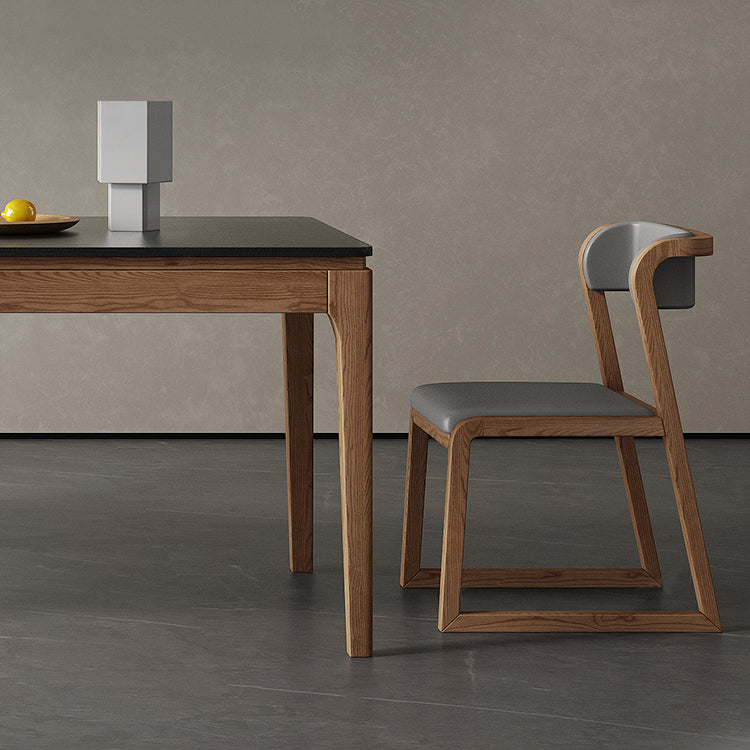 Modern Rectangle Stone Dining Table Wood Legs for Dining Room