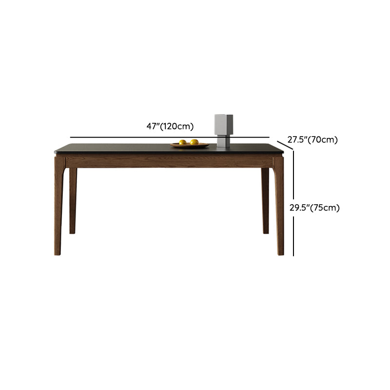 Modern Rectangle Stone Dining Table Wood Legs for Dining Room