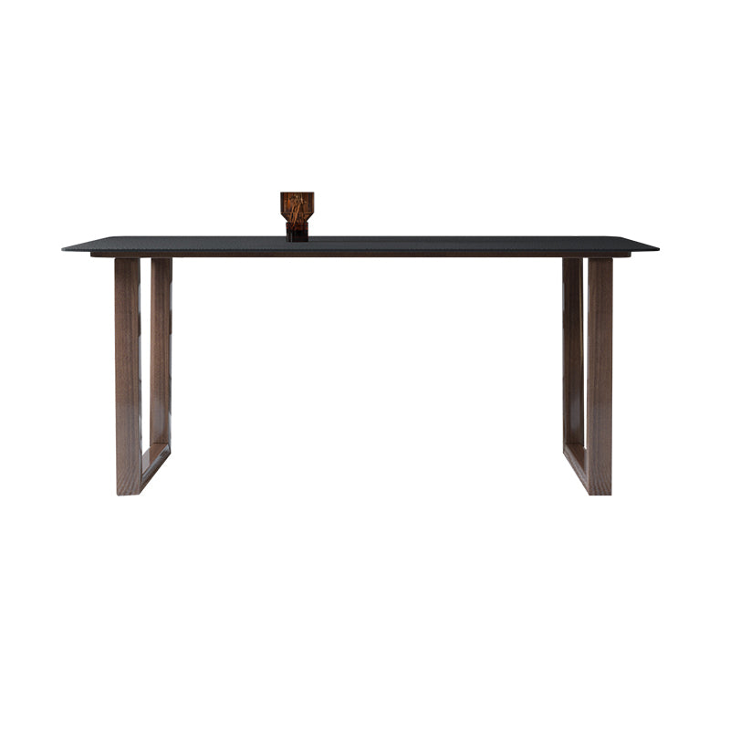 Modern Stone Rectangle Dining Table Solid Wood Base for Dining Room