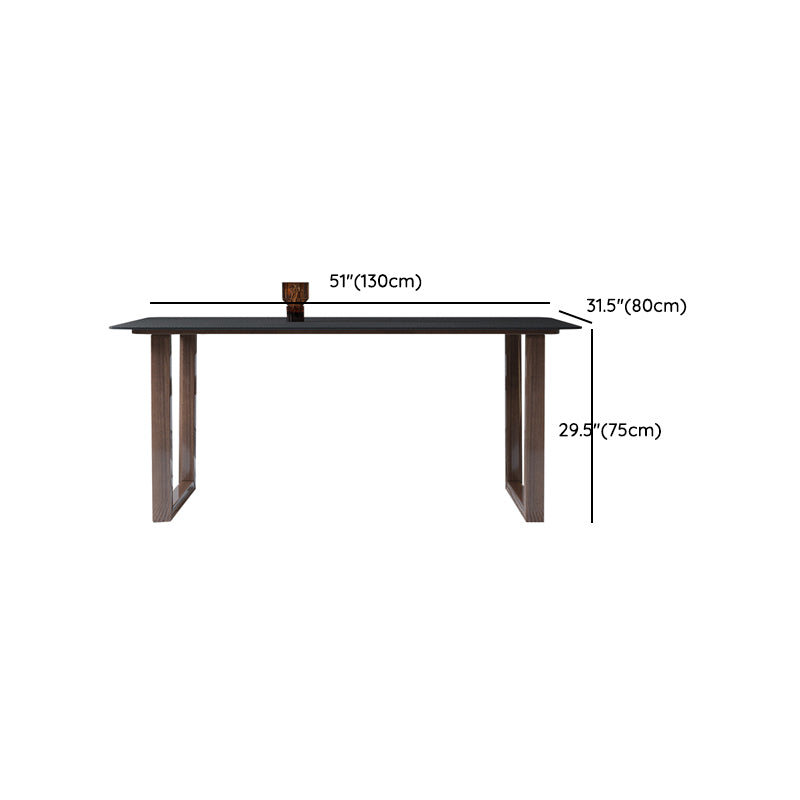 Modern Stone Rectangle Dining Table Solid Wood Base for Dining Room