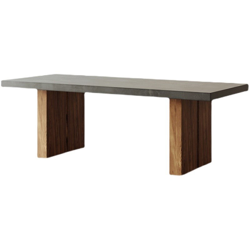 Rectangular Dining Table Grey Solid Wood Table Top for Dining Room