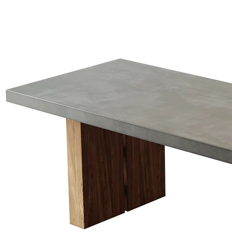 Rectangular Dining Table Grey Solid Wood Table Top for Dining Room