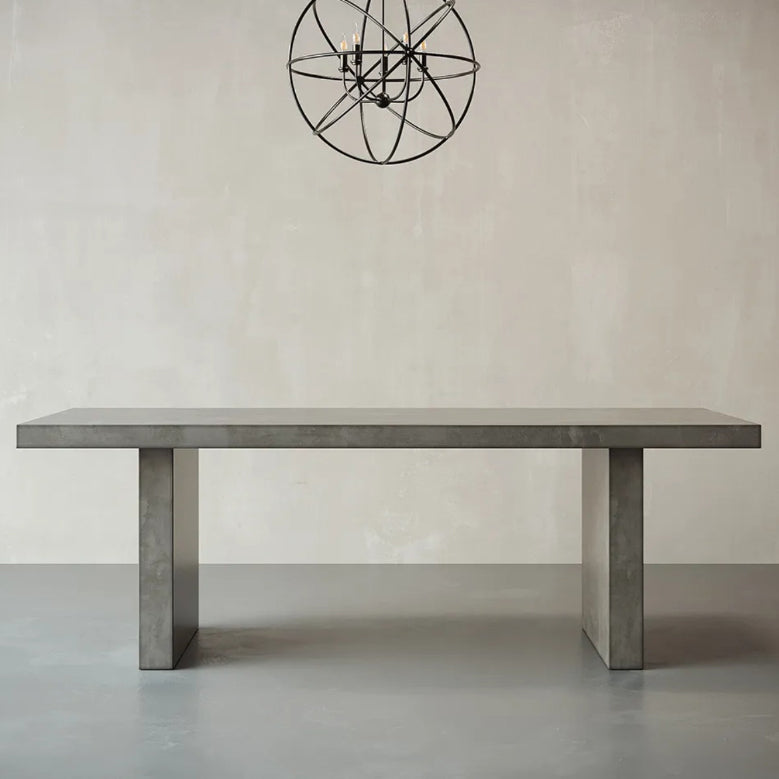 Rectangular Dining Table Grey Solid Wood Table Top for Dining Room