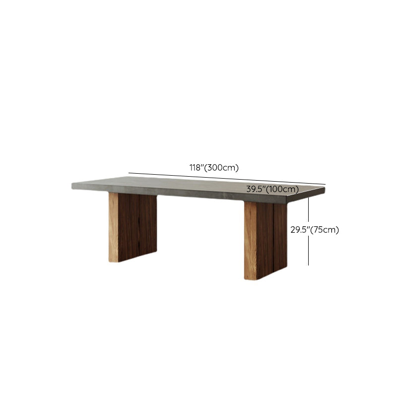 Rectangular Dining Table Grey Solid Wood Table Top for Dining Room