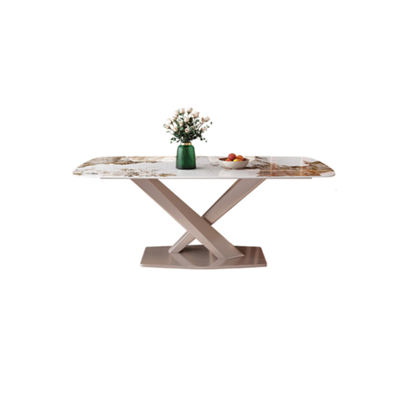 Rectangular Dining Table White Stone Table Top for Dining Room