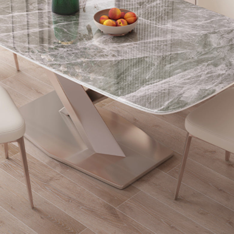 Rectangular Dining Table White Stone Table Top for Dining Room