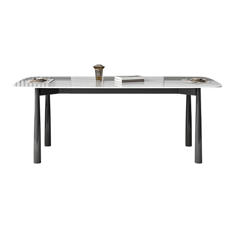 Contemporary Rectangular Stone Dining Table with Stainless Steel Legs