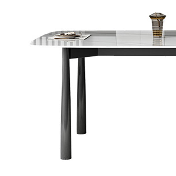 Contemporary Rectangular Stone Dining Table with Stainless Steel Legs