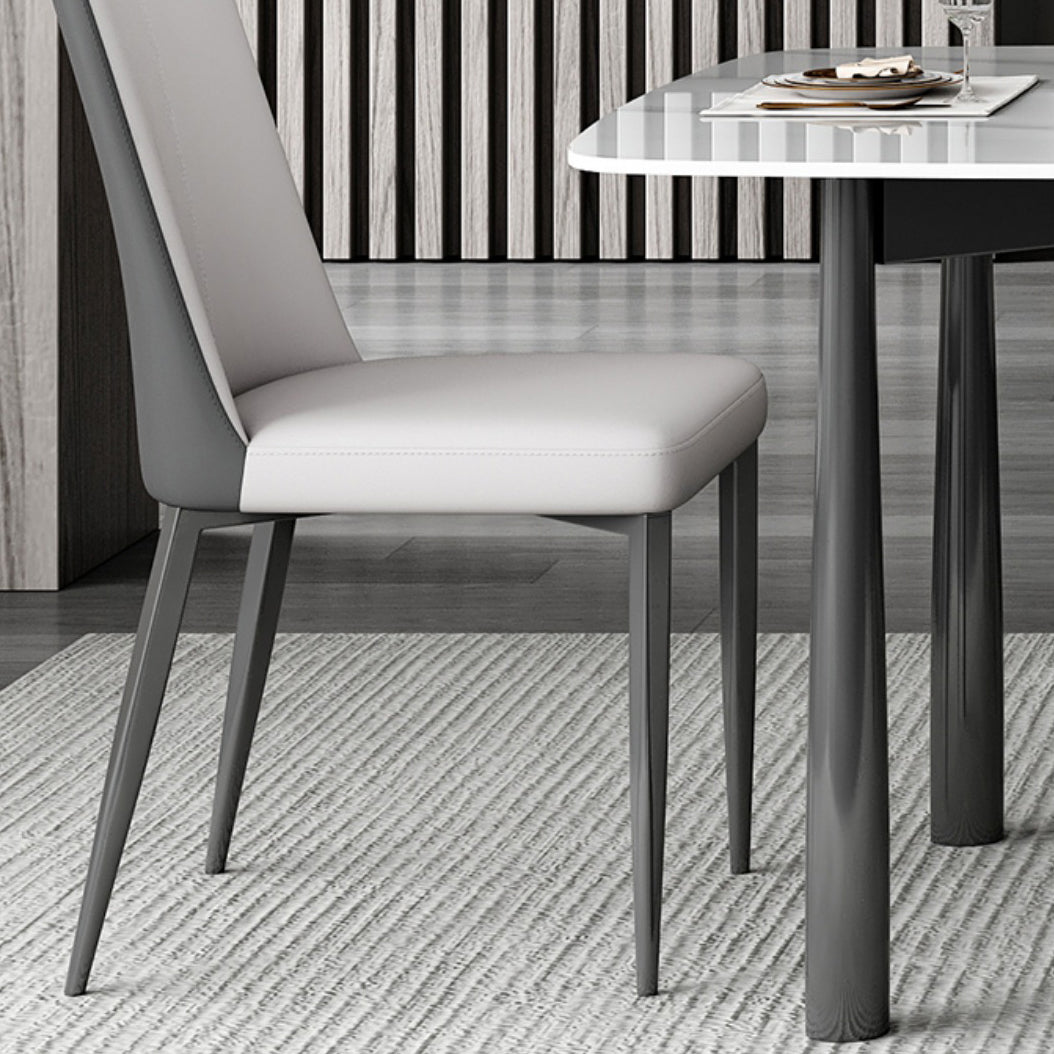 Contemporary Rectangular Stone Dining Table with Stainless Steel Legs
