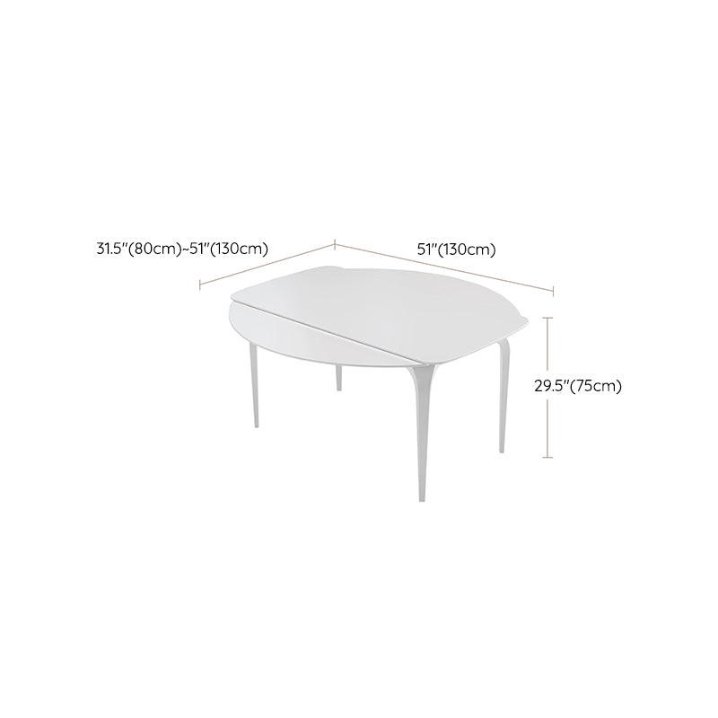 Contemporary White Round Stone Dining Table with 4 Steel Foot