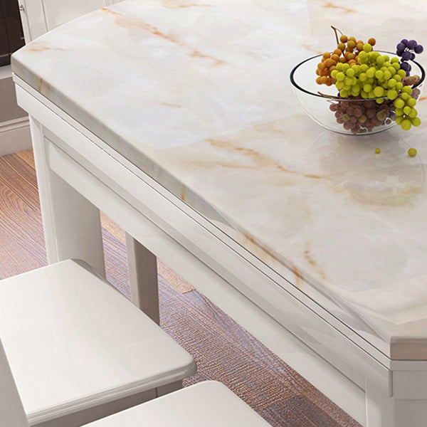 Faux Marble Top 7 Piece Dining Room Chair and Table Set in White