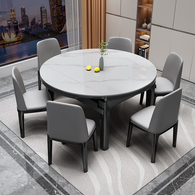 7 Piece Sintered Stone and Solid Wood Dining Room Furniture Set