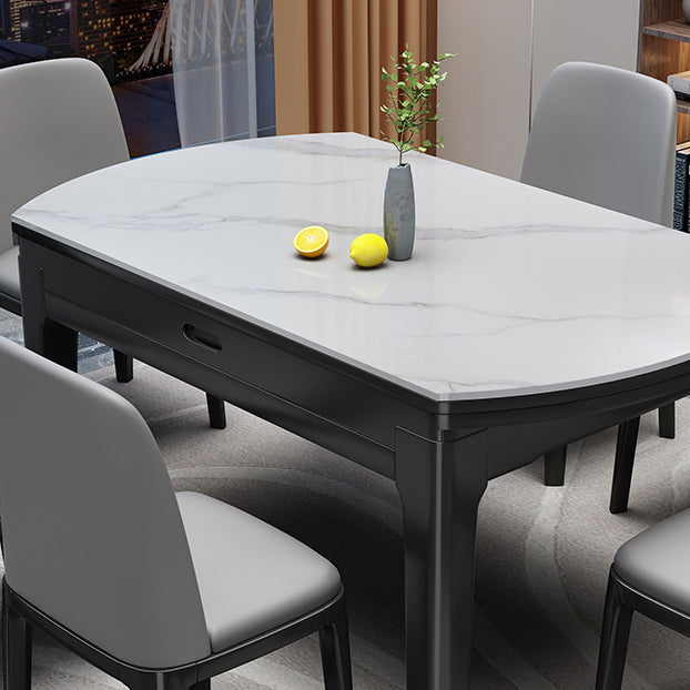 7 Piece Sintered Stone and Solid Wood Dining Room Furniture Set