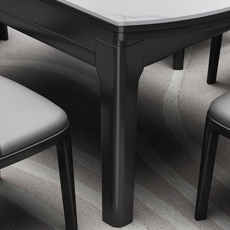 7 Piece Sintered Stone and Solid Wood Dining Room Furniture Set