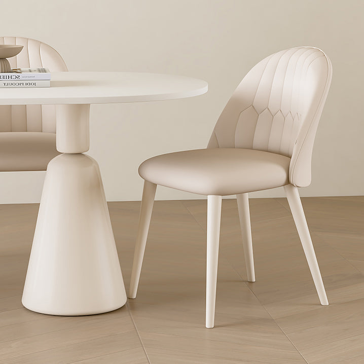 1/5 Piece Oval Shape Stone Top Dining Room Chair Set in White