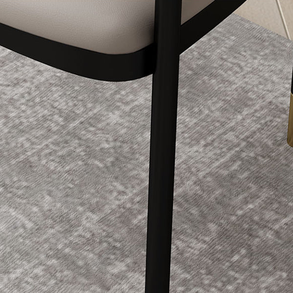 Modern Open Back Arm Chair Metal and Faux Leather Dining Chair