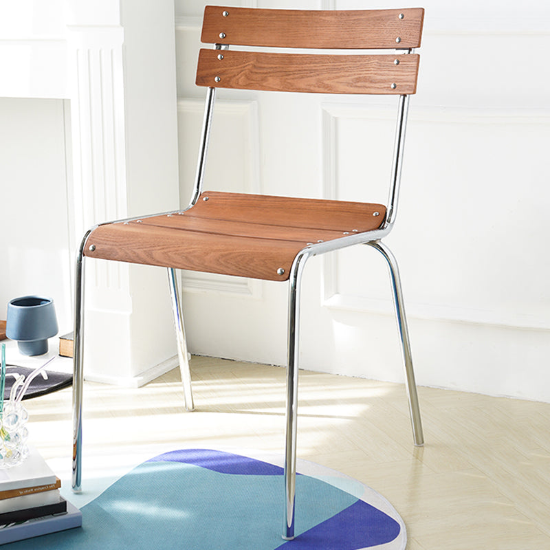 Dining Room Contemporary Silver Leg Open Back Armless Dining Chair