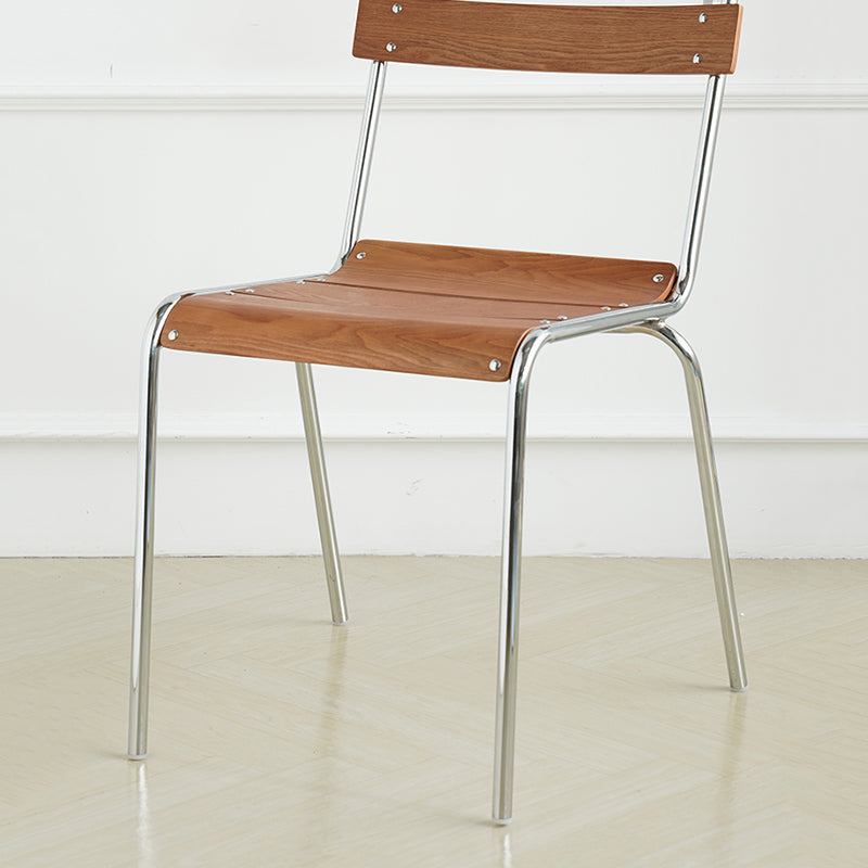 Dining Room Contemporary Silver Leg Open Back Armless Dining Chair