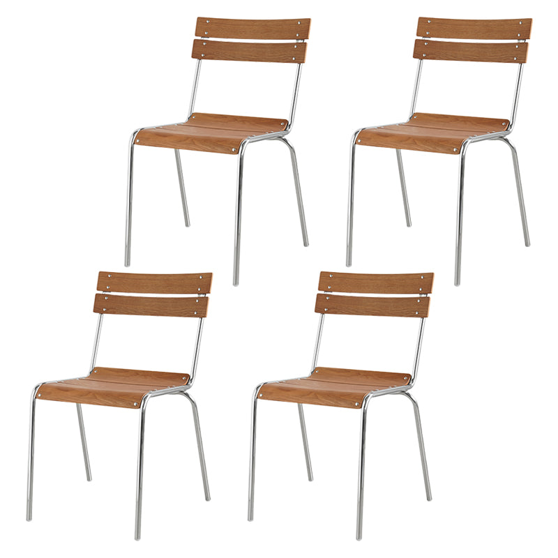 Dining Room Contemporary Silver Leg Open Back Armless Dining Chair