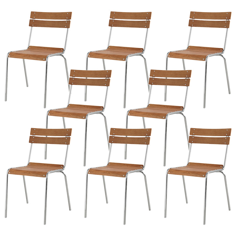 Dining Room Contemporary Silver Leg Open Back Armless Dining Chair