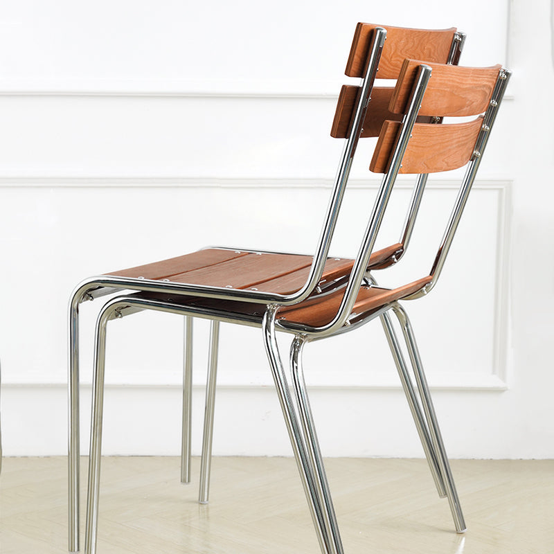 Dining Room Contemporary Silver Leg Open Back Armless Dining Chair