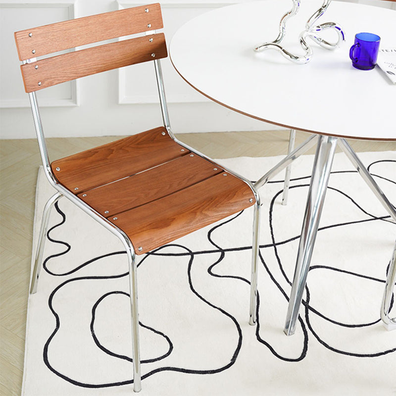 Dining Room Contemporary Silver Leg Open Back Armless Dining Chair