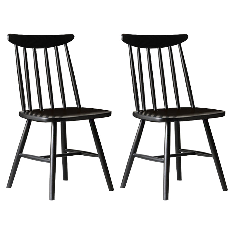 Contemporary Solid Wood Slat Back Dining Room Chair in Black
