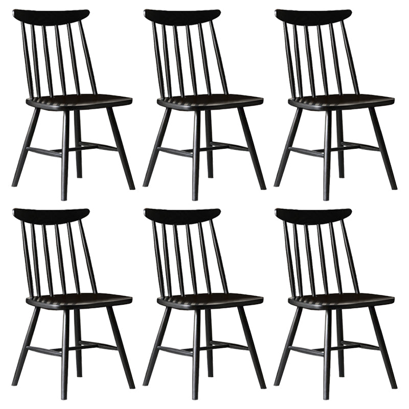 Contemporary Solid Wood Slat Back Dining Room Chair in Black