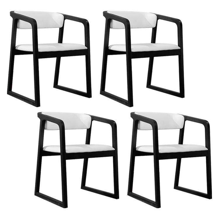 Black Legs Solid Wood and Faux Leather Dining Accent Chair for Home