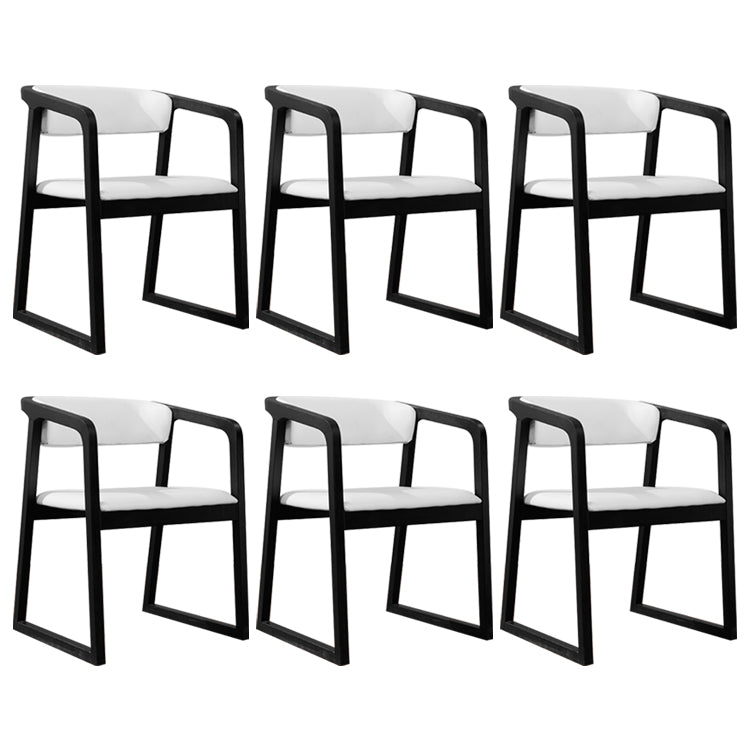 Black Legs Solid Wood and Faux Leather Dining Accent Chair for Home