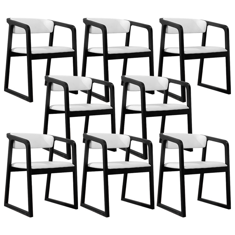 Black Legs Solid Wood and Faux Leather Dining Accent Chair for Home
