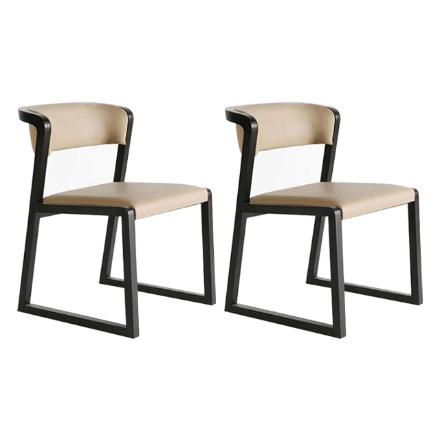 Black Legs Solid Wood and Faux Leather Dining Accent Chair for Home