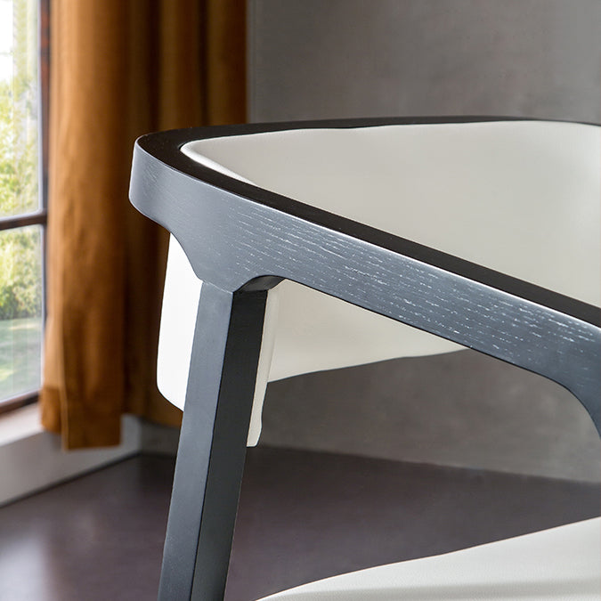 Black Legs Solid Wood and Faux Leather Dining Accent Chair for Home