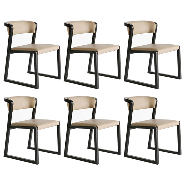 Black Legs Solid Wood and Faux Leather Dining Accent Chair for Home
