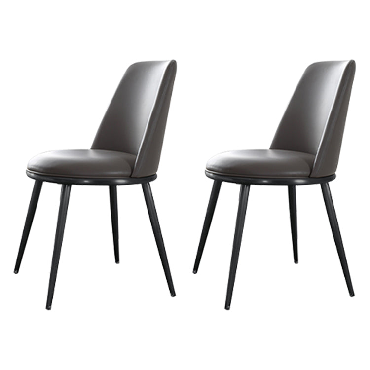 Contemporary Faux Leather and Metal Armless Dining Chairs for Kitchen