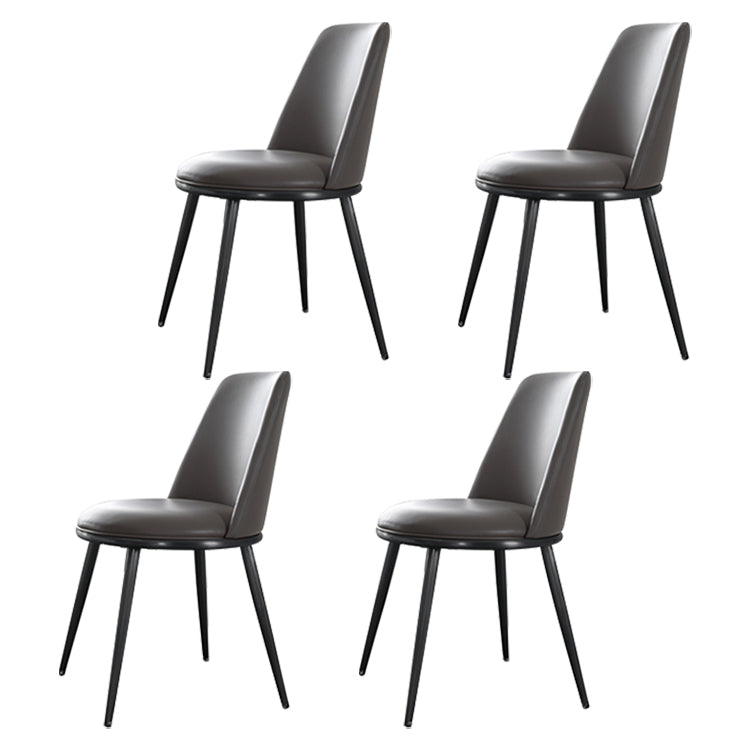 Contemporary Faux Leather and Metal Armless Dining Chairs for Kitchen
