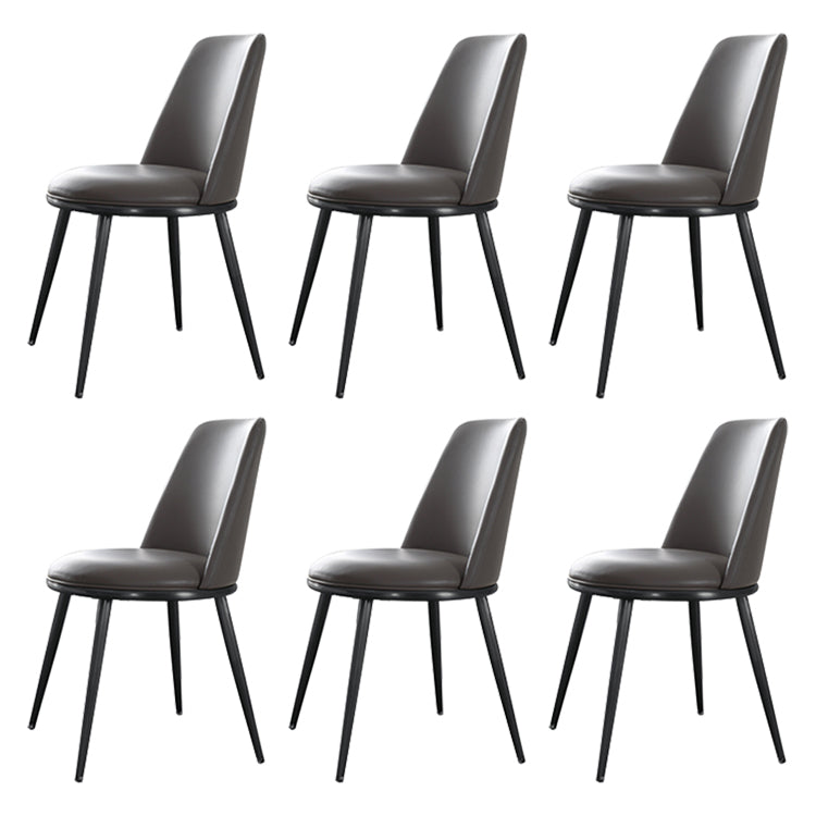 Contemporary Faux Leather and Metal Armless Dining Chairs for Kitchen