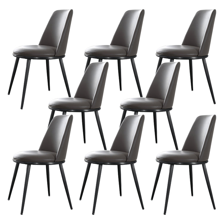 Contemporary Faux Leather and Metal Armless Dining Chairs for Kitchen