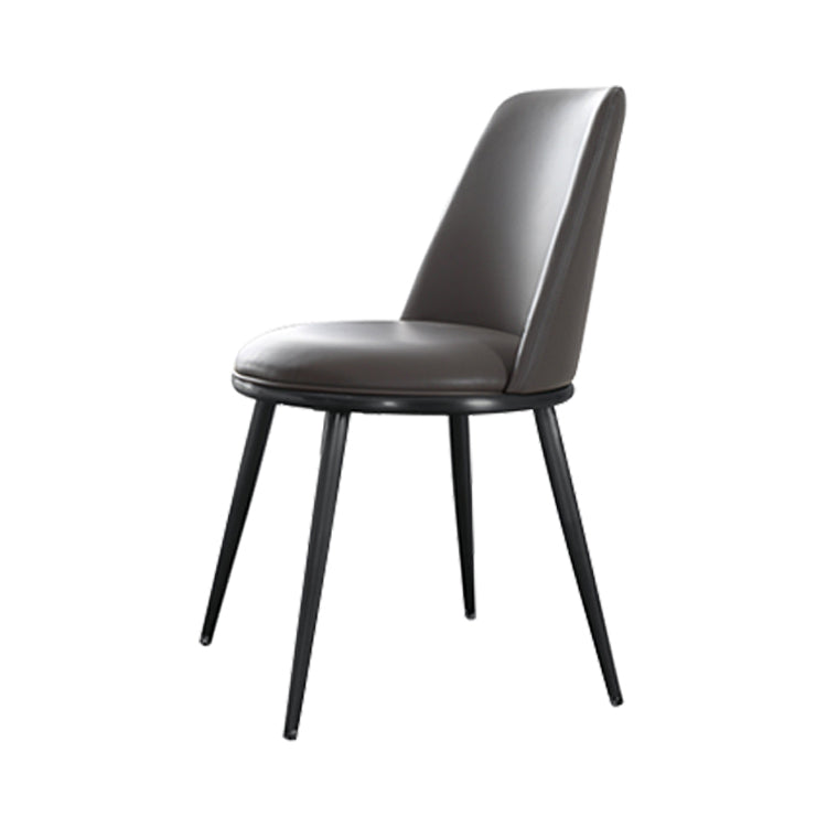 Contemporary Faux Leather and Metal Armless Dining Chairs for Kitchen