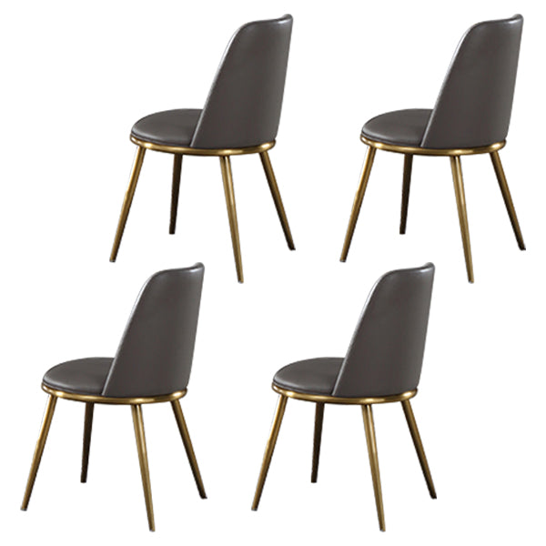 Contemporary Faux Leather and Metal Armless Dining Chairs for Kitchen